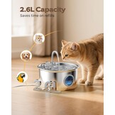 Kattenfontein om te drinken: roestvrijstalen kattenfontein - 2,6 liter waterfonteinen kattenbak automatisch - stille waterfontein voor huisdieren binnen - drinkfontein voor huisdieren met zichtbaar