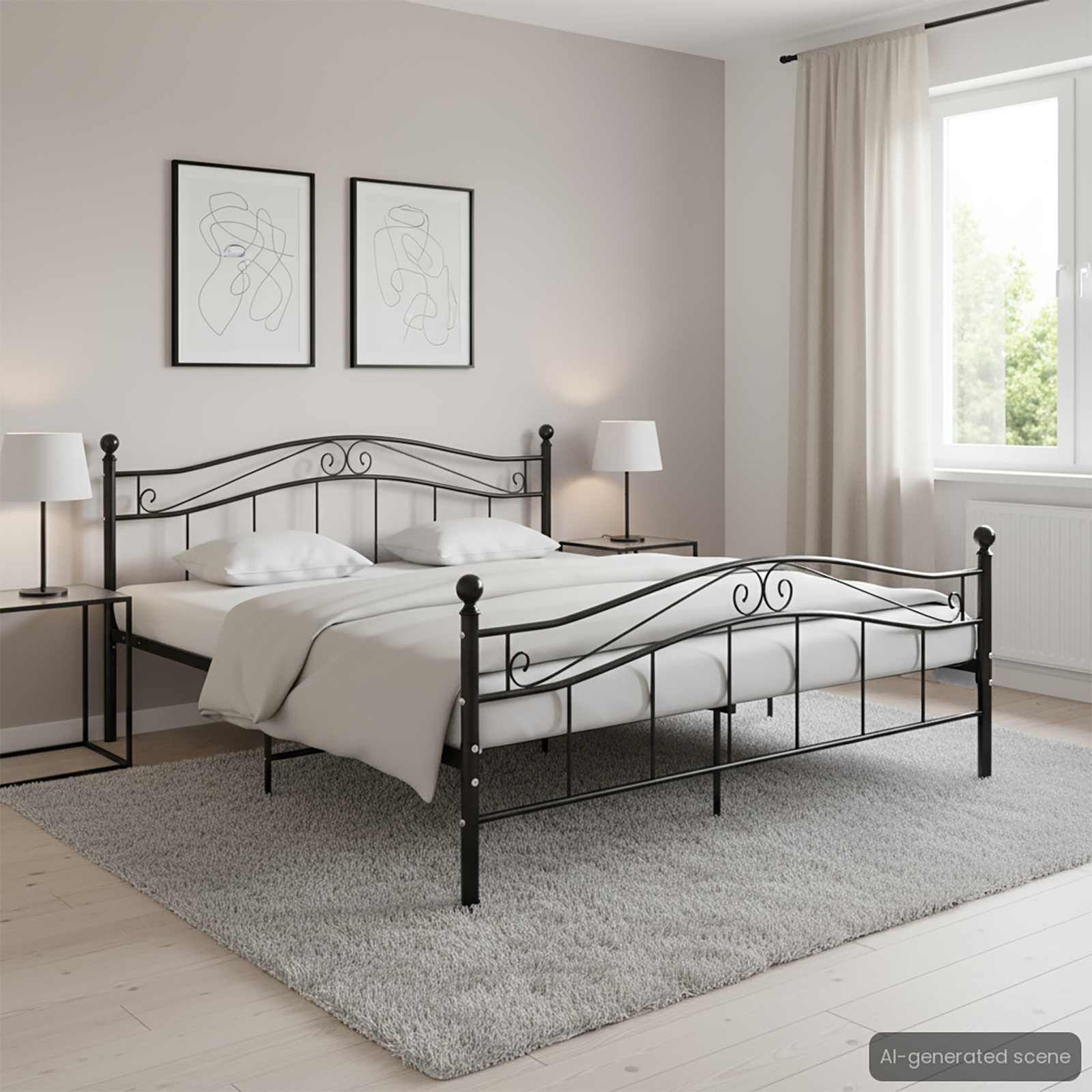 vidaXL Bedframe metaal zwart 140x200 cm