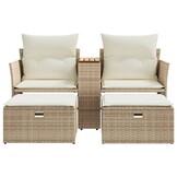 VidaXL Tuinbank met Voetenbanken Poly Rattan Beige - 60% Korting