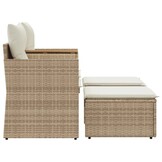VidaXL Tuinbank met Voetenbanken Poly Rattan Beige - 60% Korting