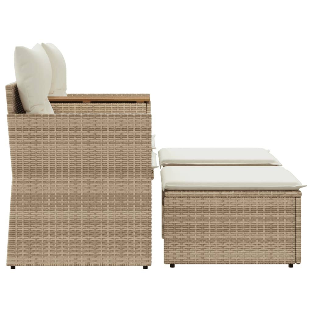 VidaXL Tuinbank met Voetenbanken Poly Rattan Beige - 60% Korting