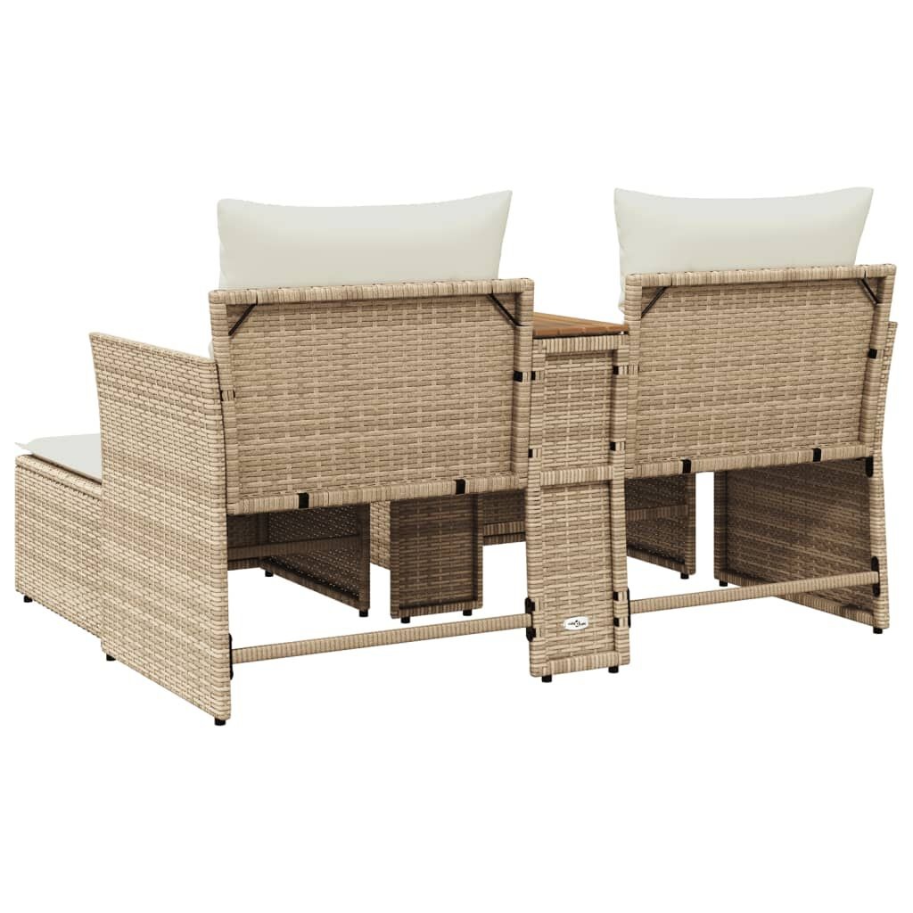 VidaXL Tuinbank met Voetenbanken Poly Rattan Beige - 60% Korting