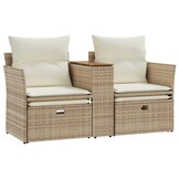 VidaXL Tuinbank met Voetenbanken Poly Rattan Beige - 60% Korting
