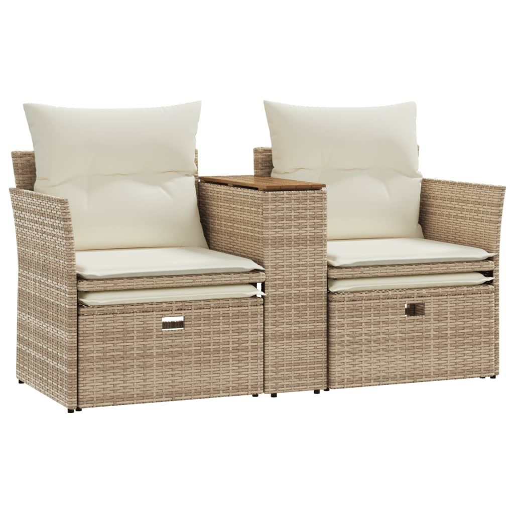 VidaXL Tuinbank met Voetenbanken Poly Rattan Beige - 60% Korting