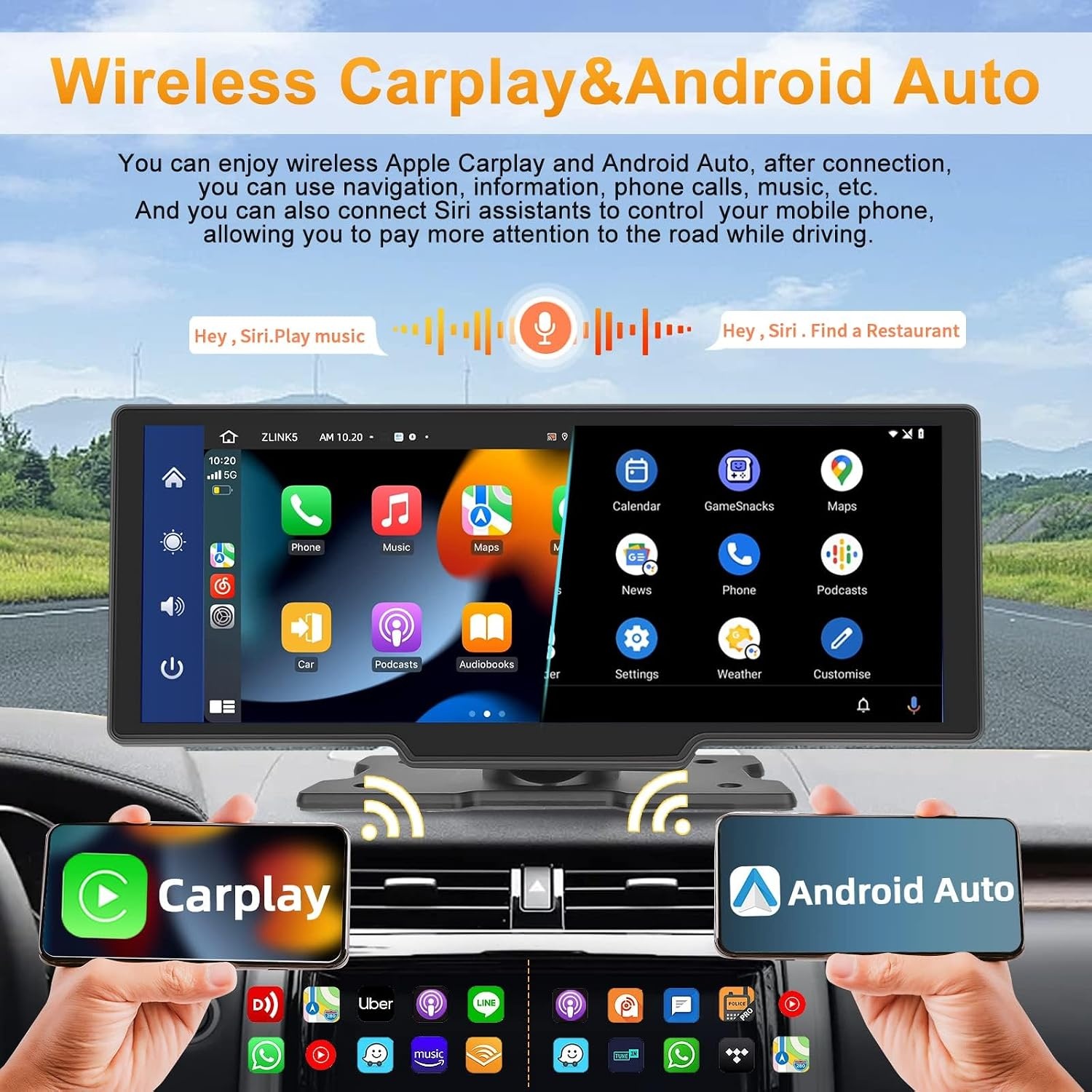 Draagbare Autoradio 9.3" Apple CarPlay & Android Auto - 54% Korting