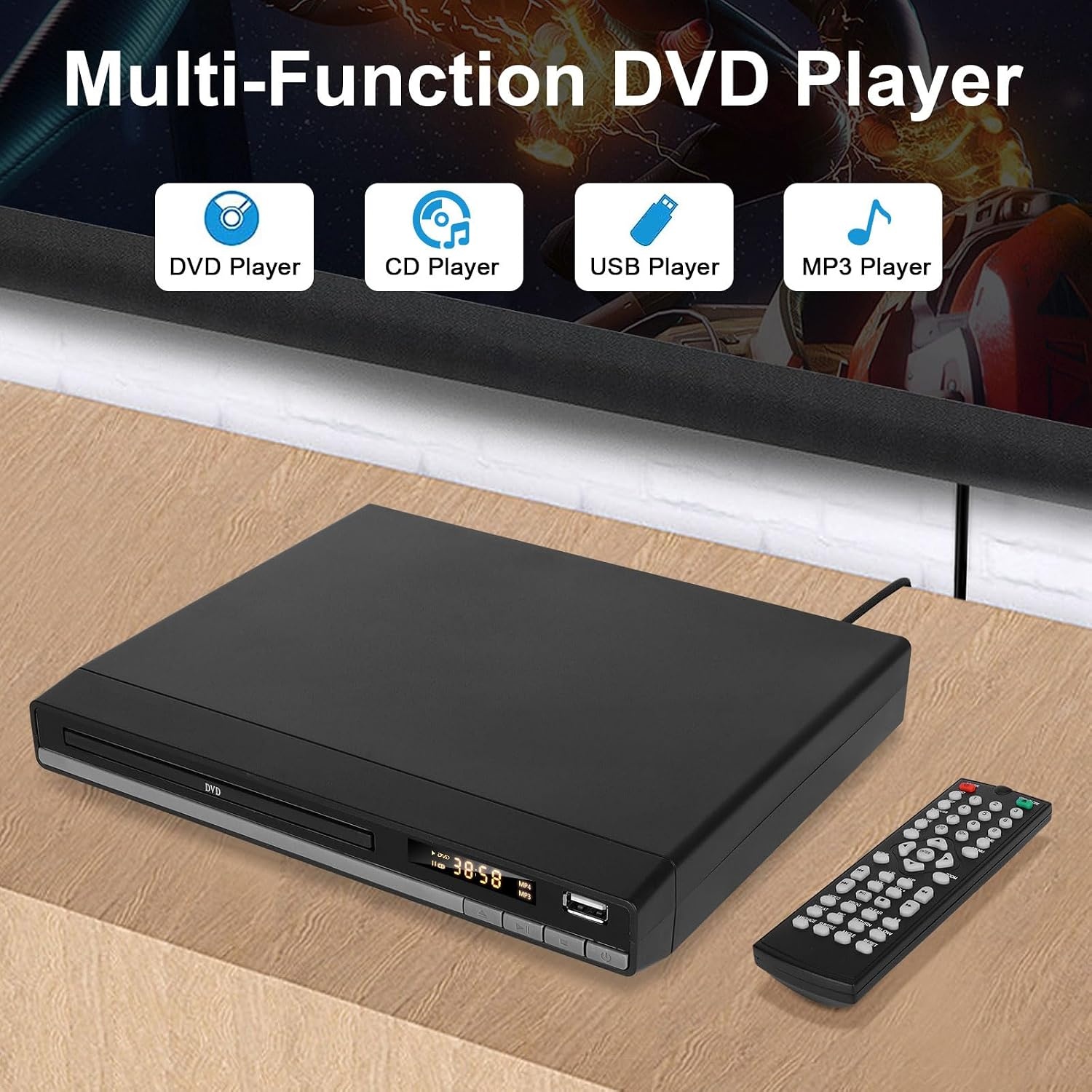 Regiovrije DVD-speler met 1080P, HDMI & USB - 34% Korting!