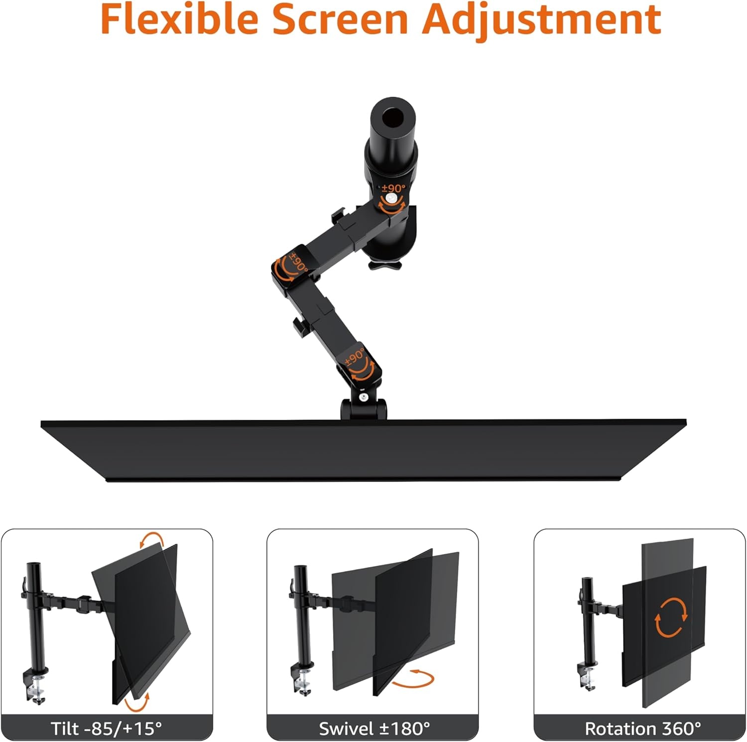 Monitorarm Bureau Zwart 33% Korting - Voor 1 Monitor