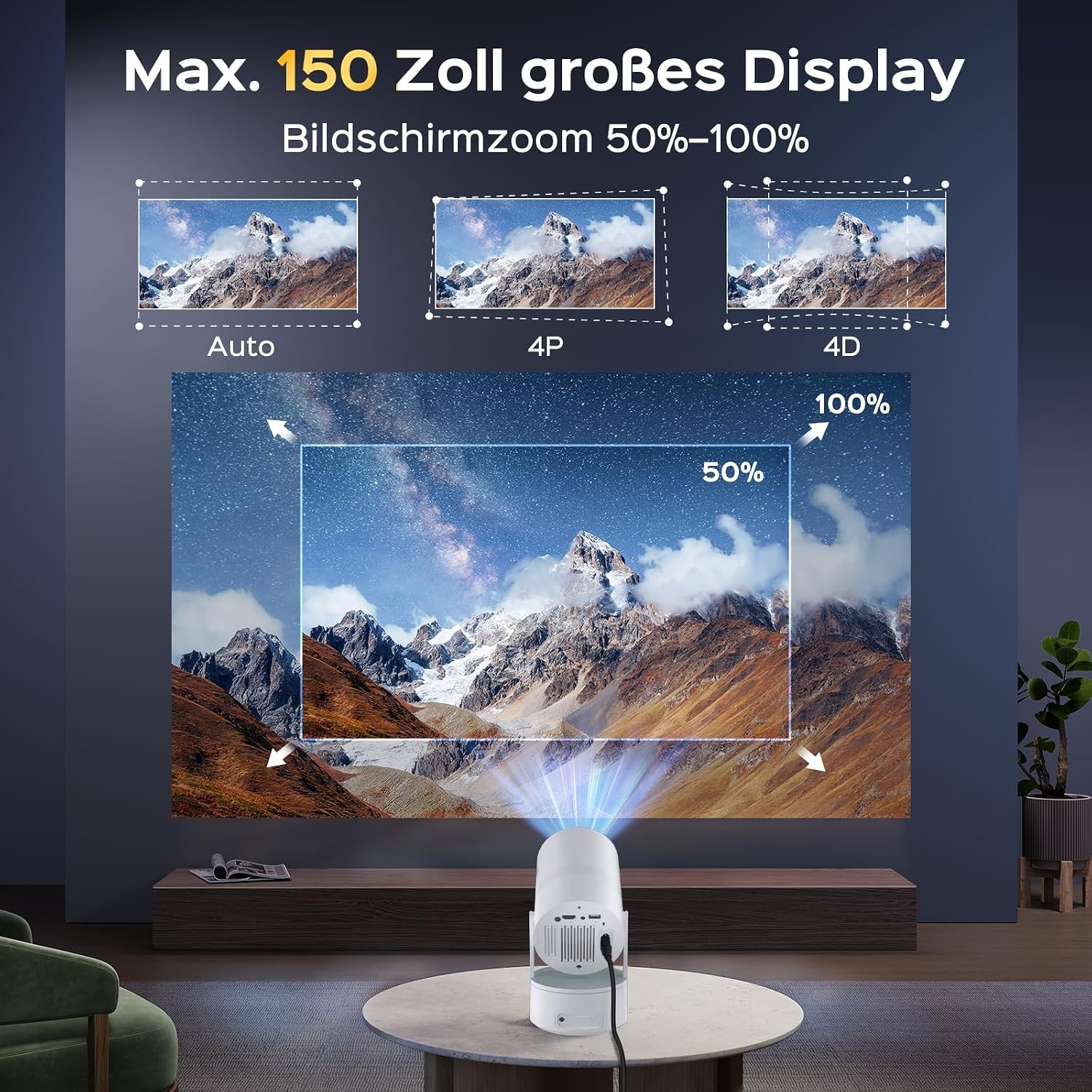 Mini Beamer 4K met 150" Display & Ingebouwde Accu - 35% Korting!