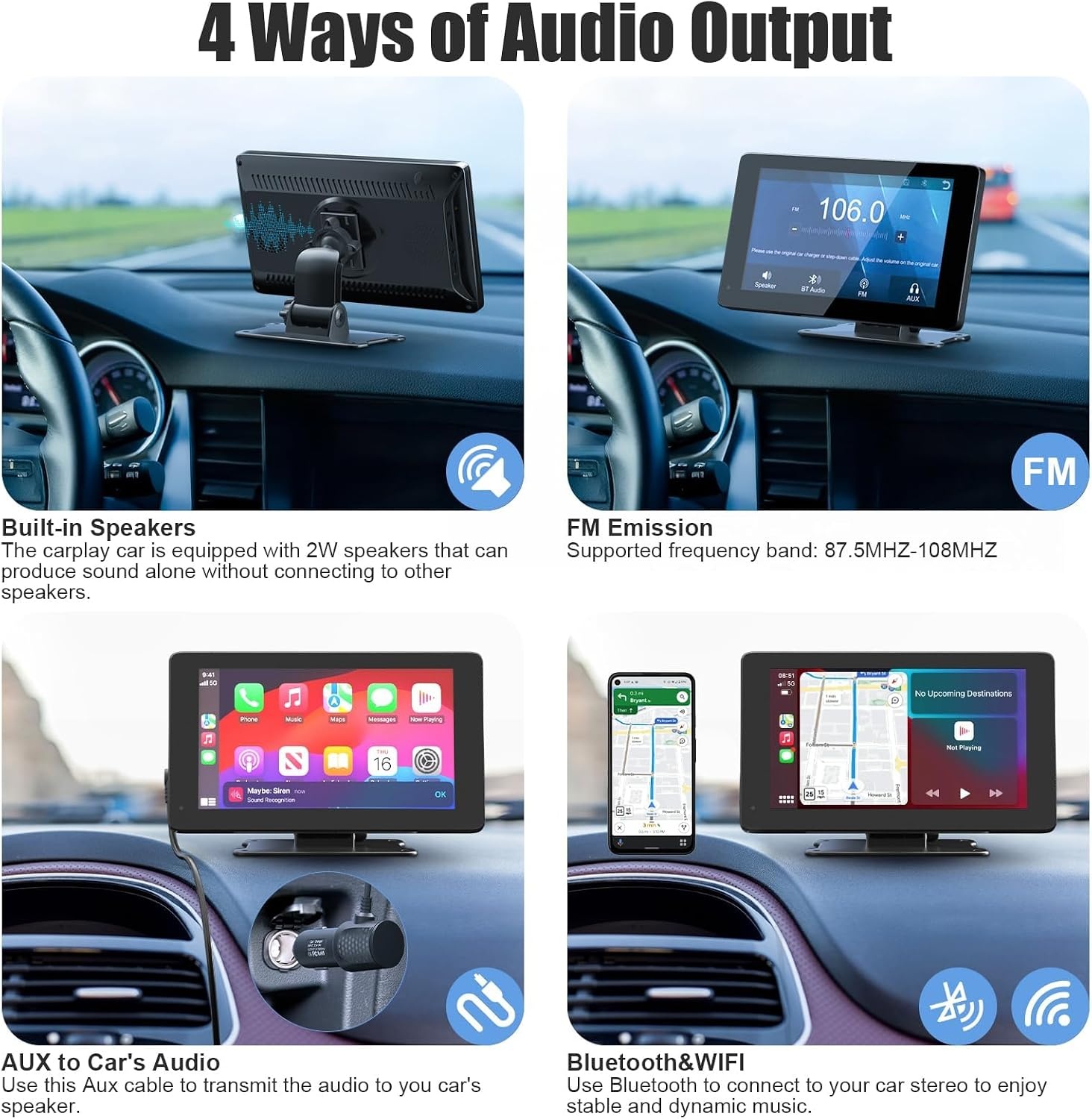 7" Draadloos CarPlay/Android Auto Display met Achteruitrijcamera & GPS