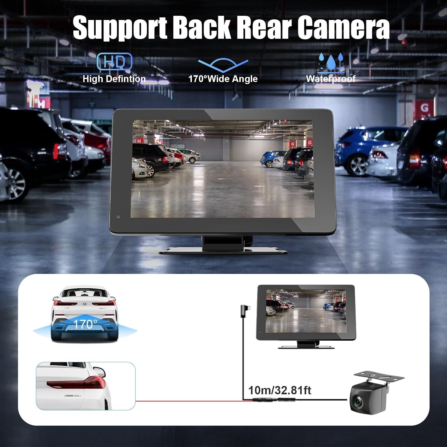 7" Draadloos CarPlay/Android Auto Display met Achteruitrijcamera & GPS