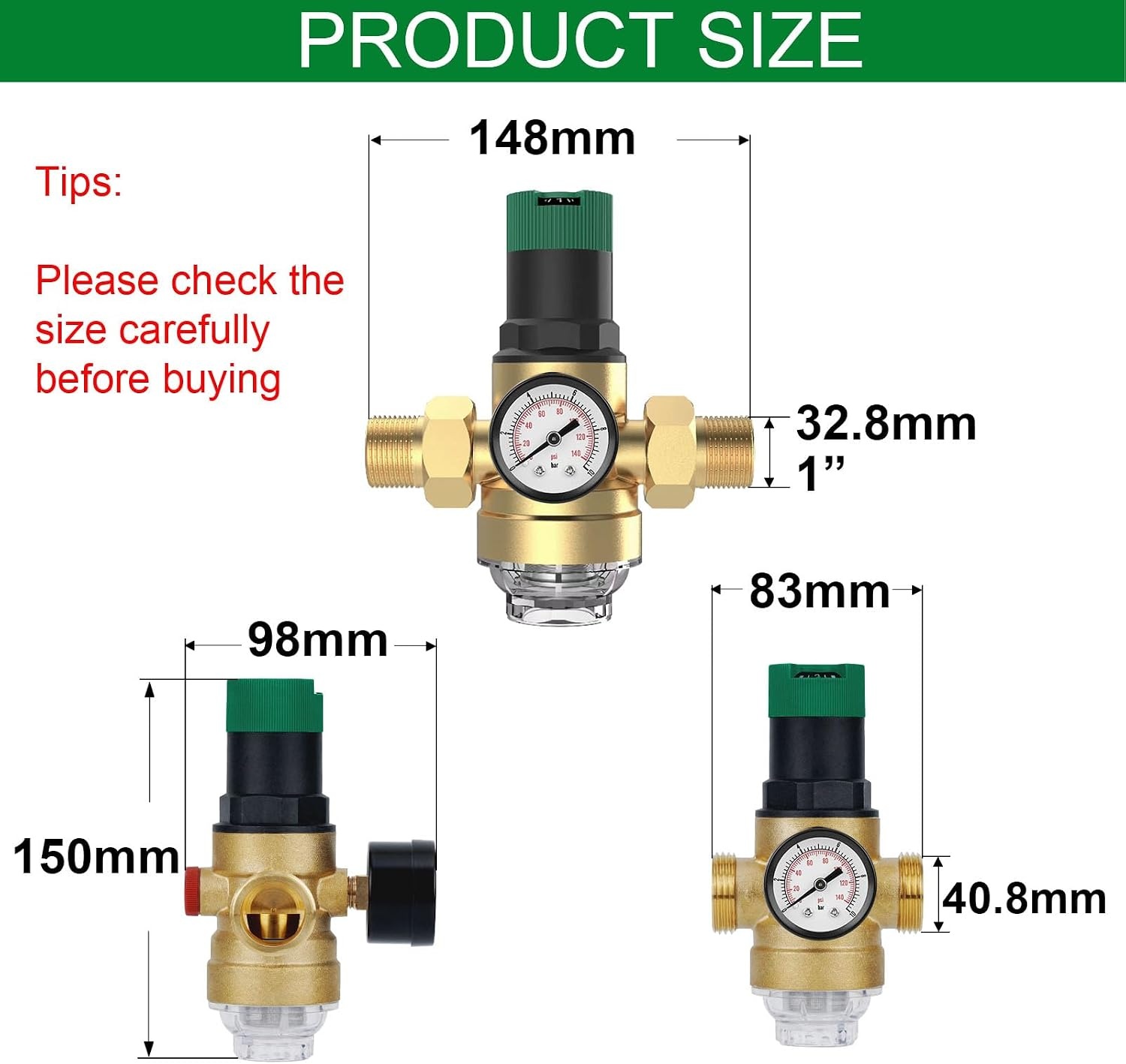 Messing Waterdrukregelaar 1" met Manometer & Filter - 34% Korting