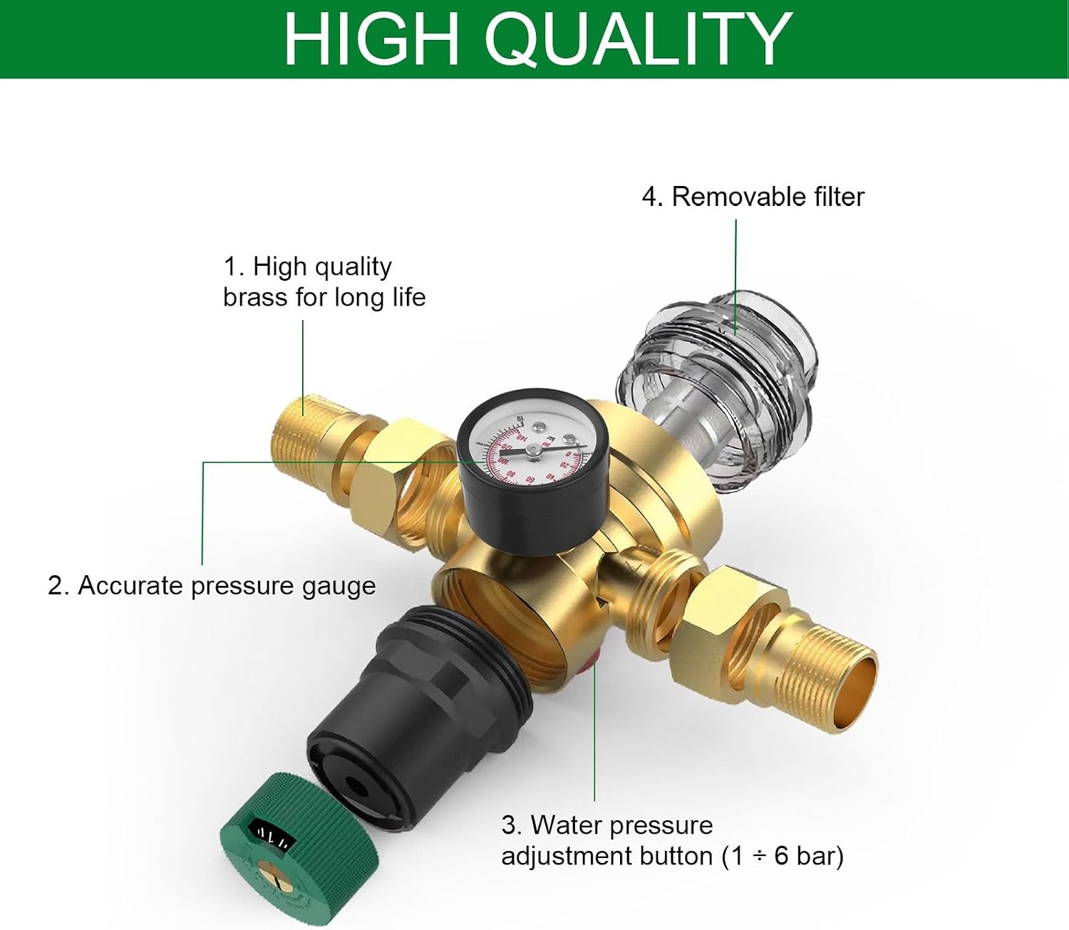 Messing Waterdrukregelaar 1" met Manometer & Filter - 34% Korting