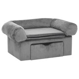Hondenbank met lade, pluche grijs - 75% korting