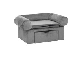 Hondenbank met Lade 75x50x38cm Pluche Grijs - 70% Korting!
