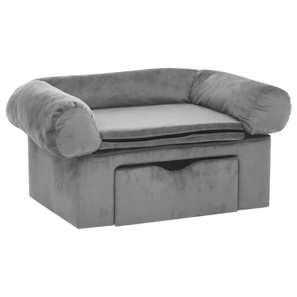 Hondenbank met lade, pluche grijs - 75% korting