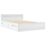vidaXL Wit Houten Bedframe met Hoofdeinde & Lades - 120x190 cm - 60% Korting