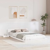 vidaXL Wit Houten Bedframe 120x200 cm met Nachtkastje - 35% Korting