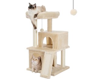 Krabpaal Beige Sisal & Pluche (29% Korting) - 49x44x90 cm