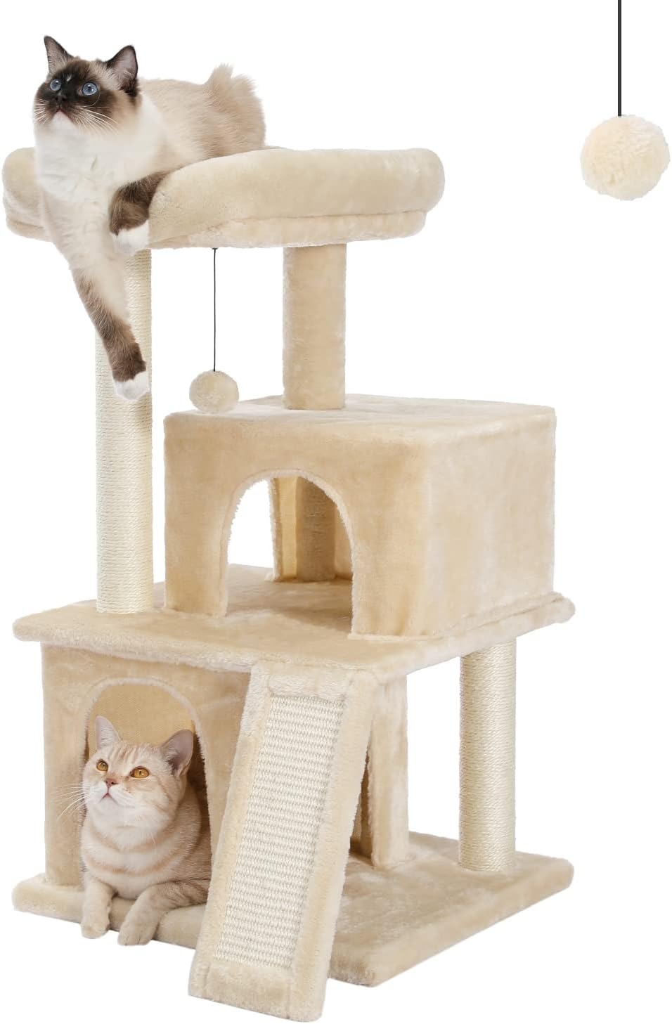 Krabpaal Beige Sisal & Pluche (29% Korting) - 49x44x90 cm