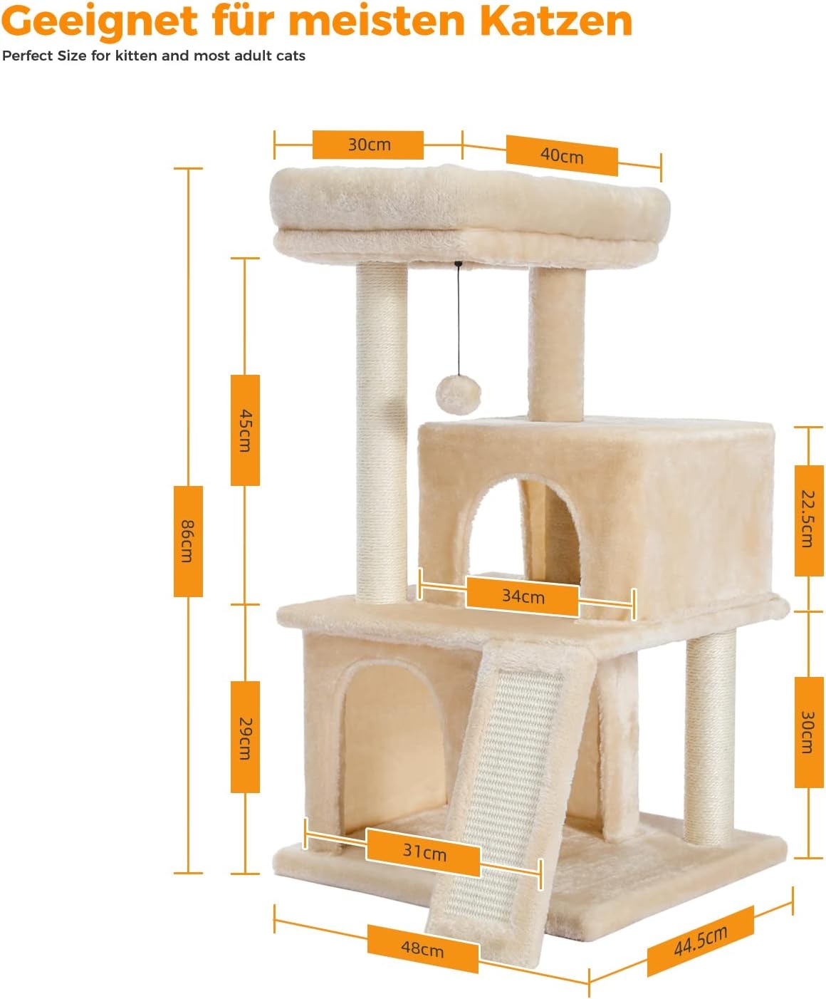 Krabpaal Beige Sisal & Pluche (29% Korting) - 49x44x90 cm