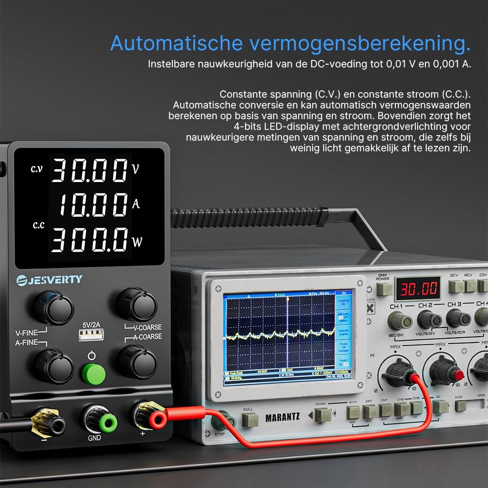Variabele Laboratoriumvoeding 0-30V/0-10A met USB & LED-display (34% korting)