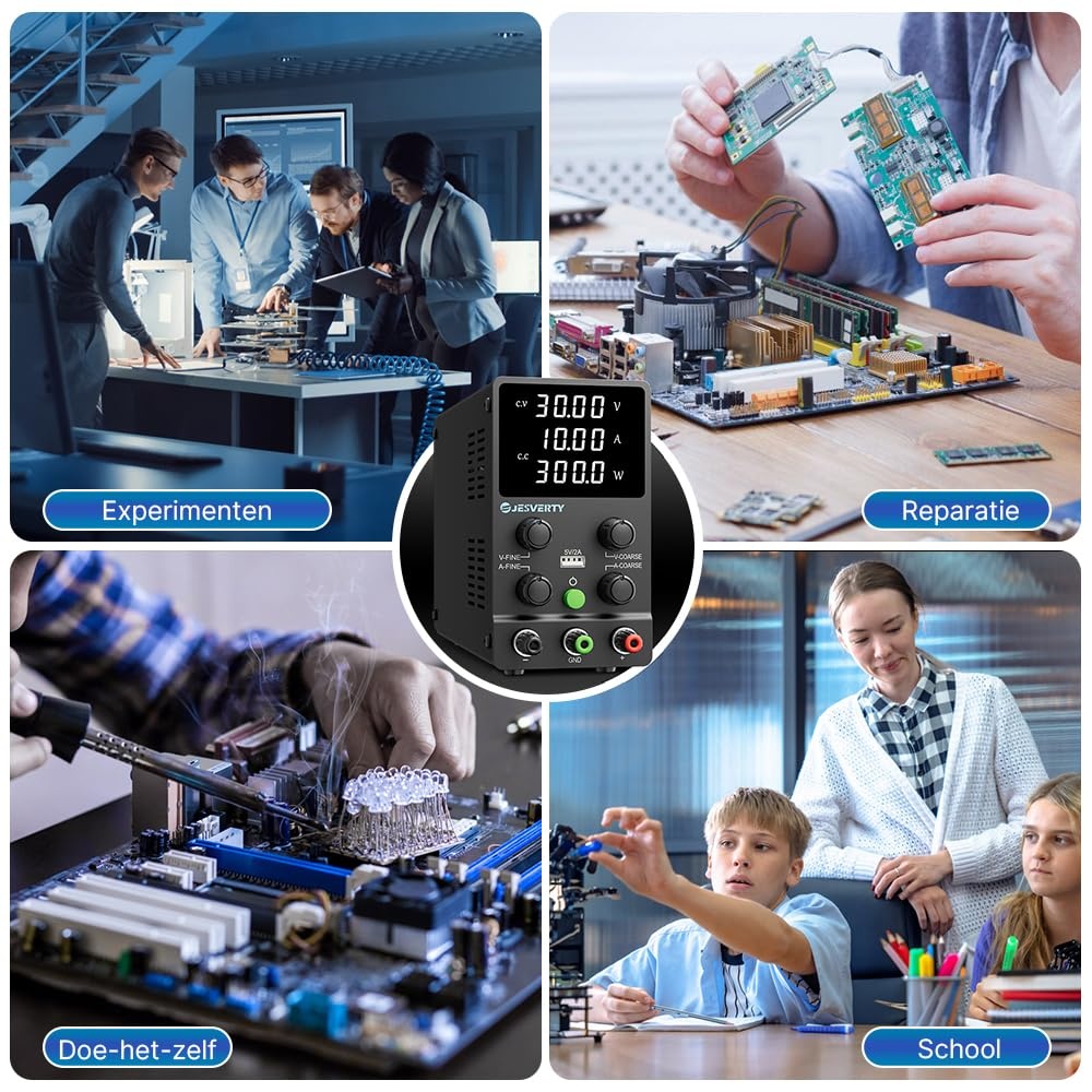 Variabele Laboratoriumvoeding 0-30V/0-10A met USB & LED-display (34% korting)