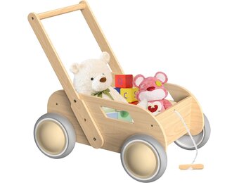 Houten Loopwagen Baby/Peuter - Natuurlijk - 34% Korting