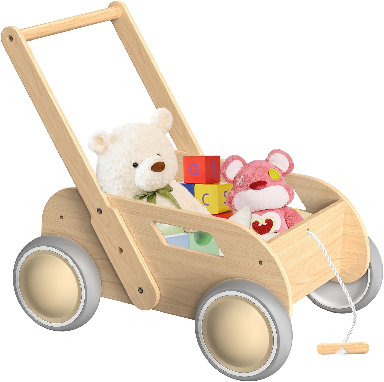 Houten Loopwagen Baby/Peuter - Natuurlijk - 34% Korting
