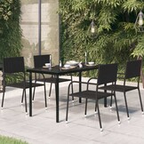 vidaXL Stalen en Glazen Tuintafel 140x70 cm - Zwart (35% Korting)