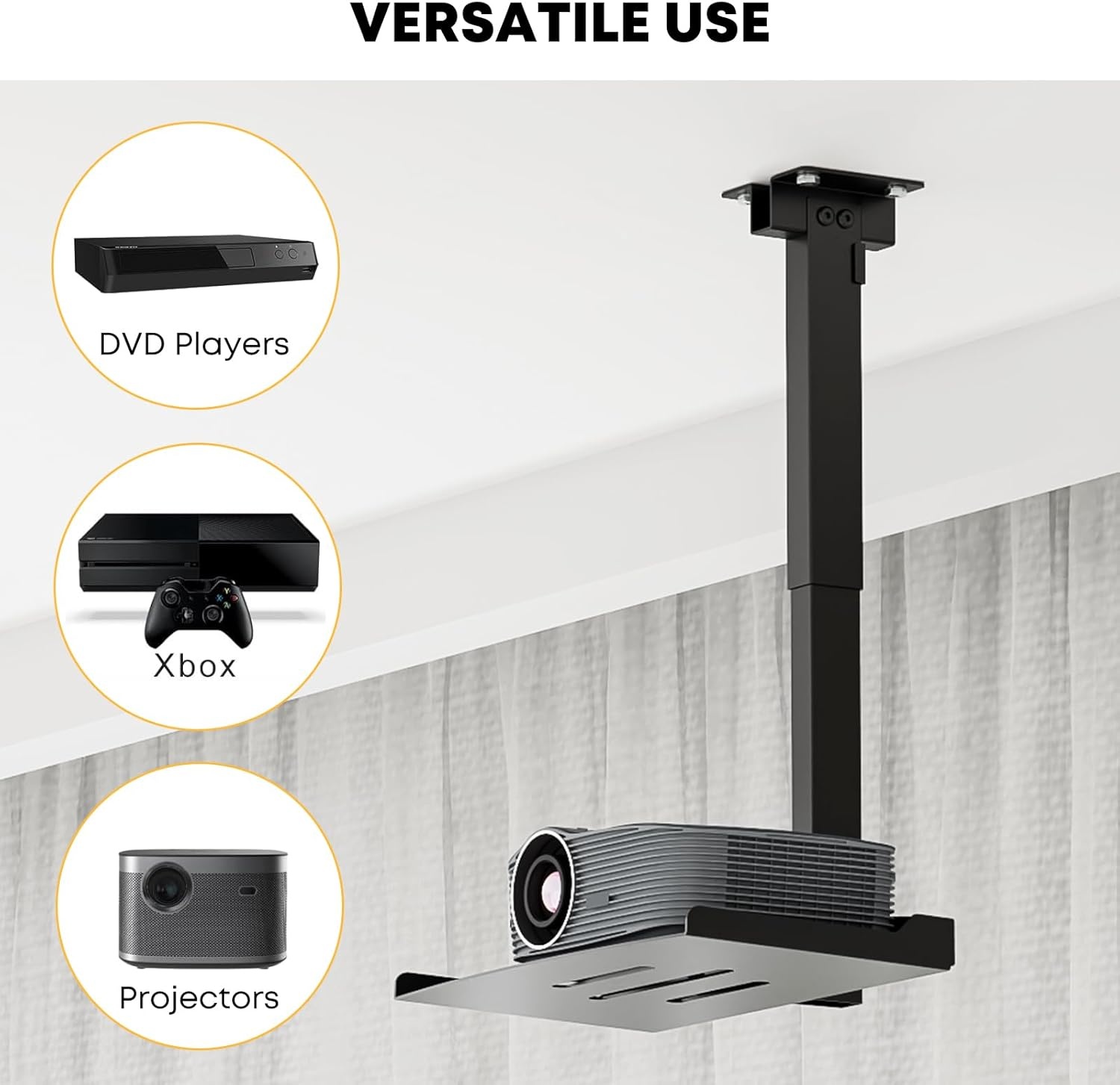 Inklapbare Projectorbeugel Plafond/Muur - Verstelbaar - Zwart - 33% Korting