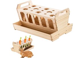 Houten Hooiruif met Wortelhouder | Konijnen & Cavia's | 30x22x18 cm | 48% Korting
