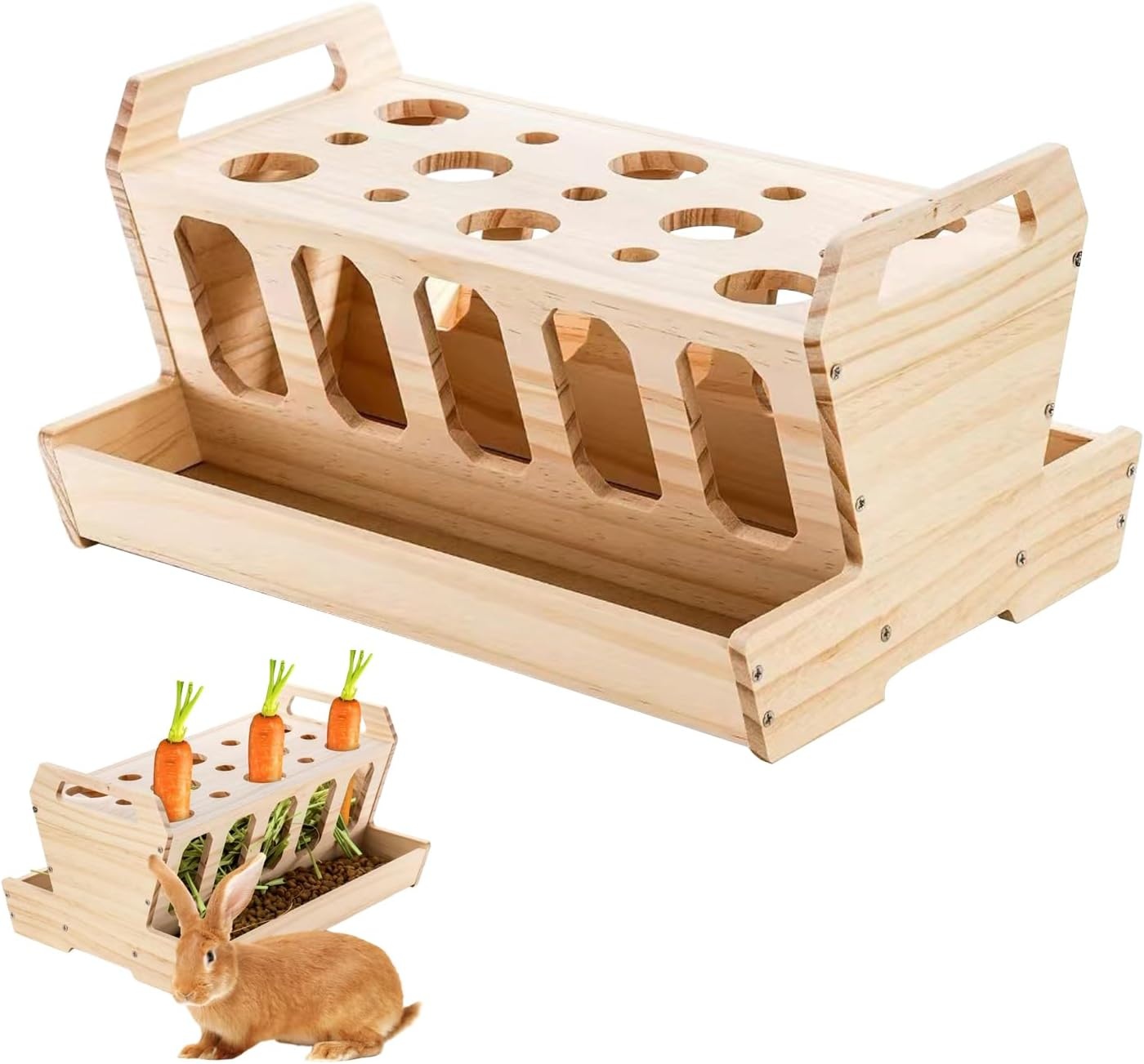 Houten Hooiruif met Wortelhouder voor Konijnen & Cavia's - 56% Korting