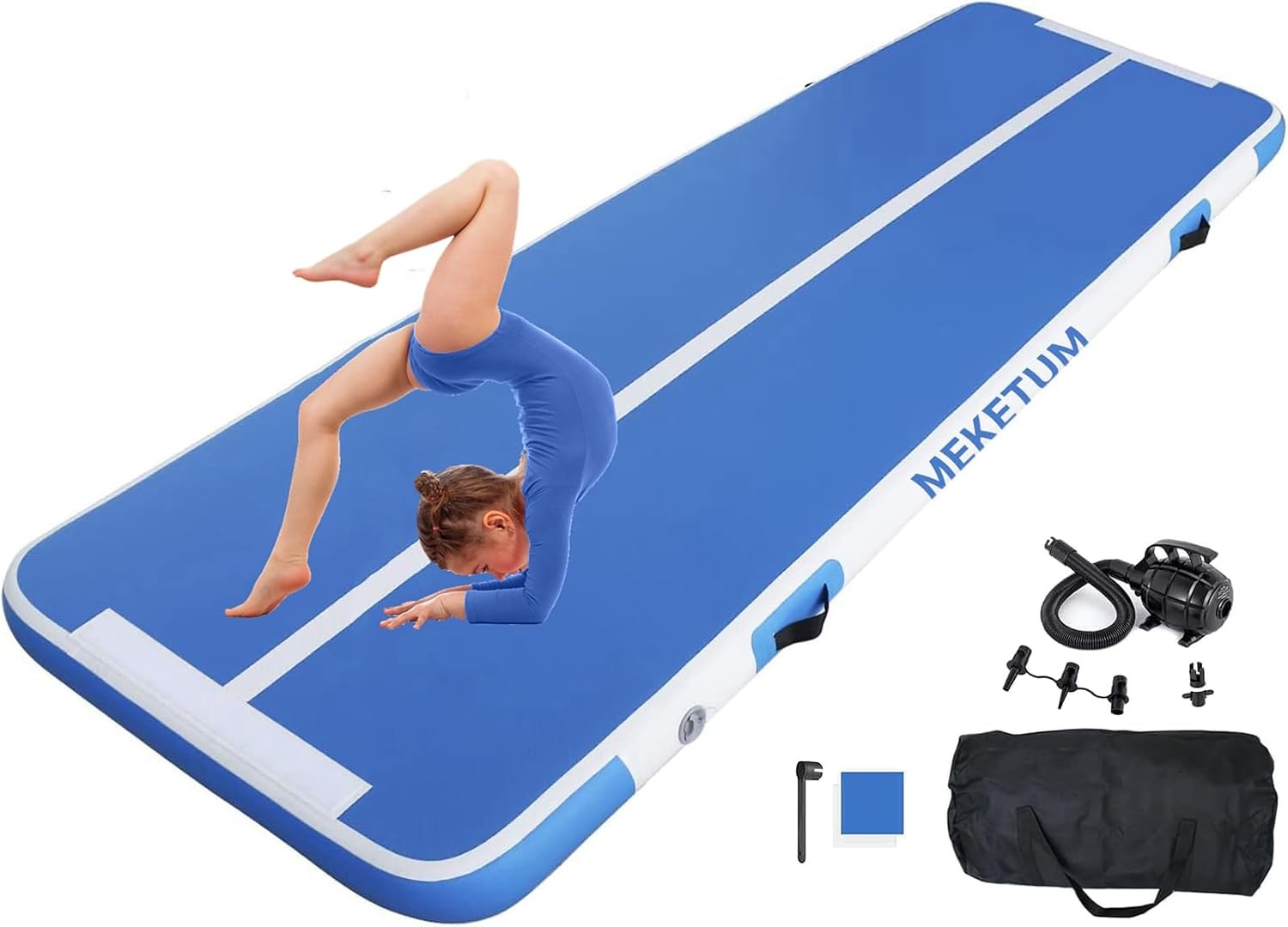 MEKETUM Air Track Turnmat Blauw 3 meter x 1 meter - 10 cm dik