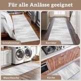 Tapijtloper met antislip, wasbaar, loper, lang, voor hal, keuken, ingang, 80 x 150 cm, lichtgrijs