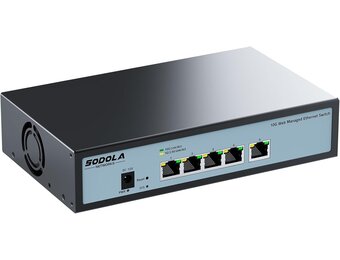 SODOLA 5 Port 10 Gbit Easy Web Managed Switch - 5 x 10 GBase-T Ports with LACP, QoS, VLAN & IGMP, 10Gb Switch for Network Management
