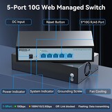 SODOLA 5 Port 10 Gbit Easy Web Managed Switch - 5 x 10 GBase-T Ports with LACP, QoS, VLAN & IGMP, 10Gb Switch for Network Management