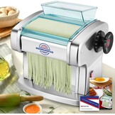 Moongiantgo Pastamachine elektrisch roestvrij staal met 9 instelbare dikte 0,5-3 mm voor lasagne, ravioli, spaghetti en tagliatelle - maak verse pasta in 20 minuten (pastagrootte: 2,5 mm, 4 mm)
