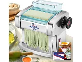 Moongiantgo Pastamachine elektrisch roestvrij staal met 9 instelbare dikte 0,5-3 mm voor lasagne, ravioli, spaghetti en tagliatelle - maak verse pasta in 20 minuten (pastagrootte: 2,5 mm, 4 mm)