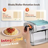 Moongiantgo Pastamachine elektrisch roestvrij staal met 9 instelbare dikte 0,5-3 mm voor lasagne, ravioli, spaghetti en tagliatelle - maak verse pasta in 20 minuten (pastagrootte: 2,5 mm, 4 mm)