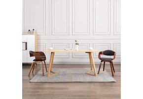 Grijze Eetkamerstoelen (2x) - Gebogen Hout & Stof - 48% Korting