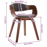 vidaXL Eetkamerstoelen 2 st gebogen hout en stof grijs