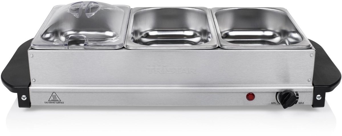 Buffetwarmer RVS 200W | 3x 1.4L Bakken | Incl. Deksel | -53%