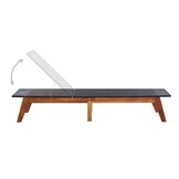 Ligbed met Kussen - Poly Rattan & Acaciahout - 35% Korting