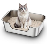 Kattenbak RVS Lage Instap 8cm - Hygiënisch & Anti-spat - 33% Korting