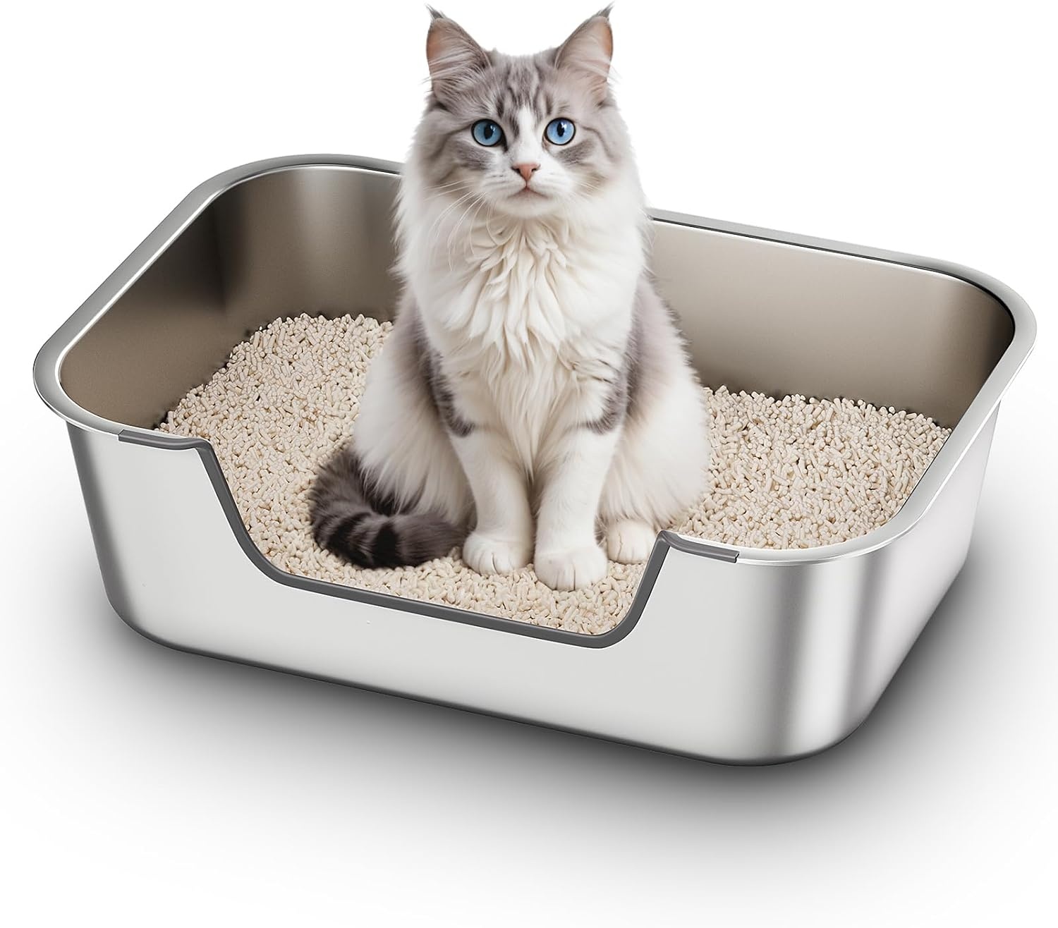 Kattenbak RVS Lage Instap 8cm - Hygiënisch & Anti-spat - 33% Korting
