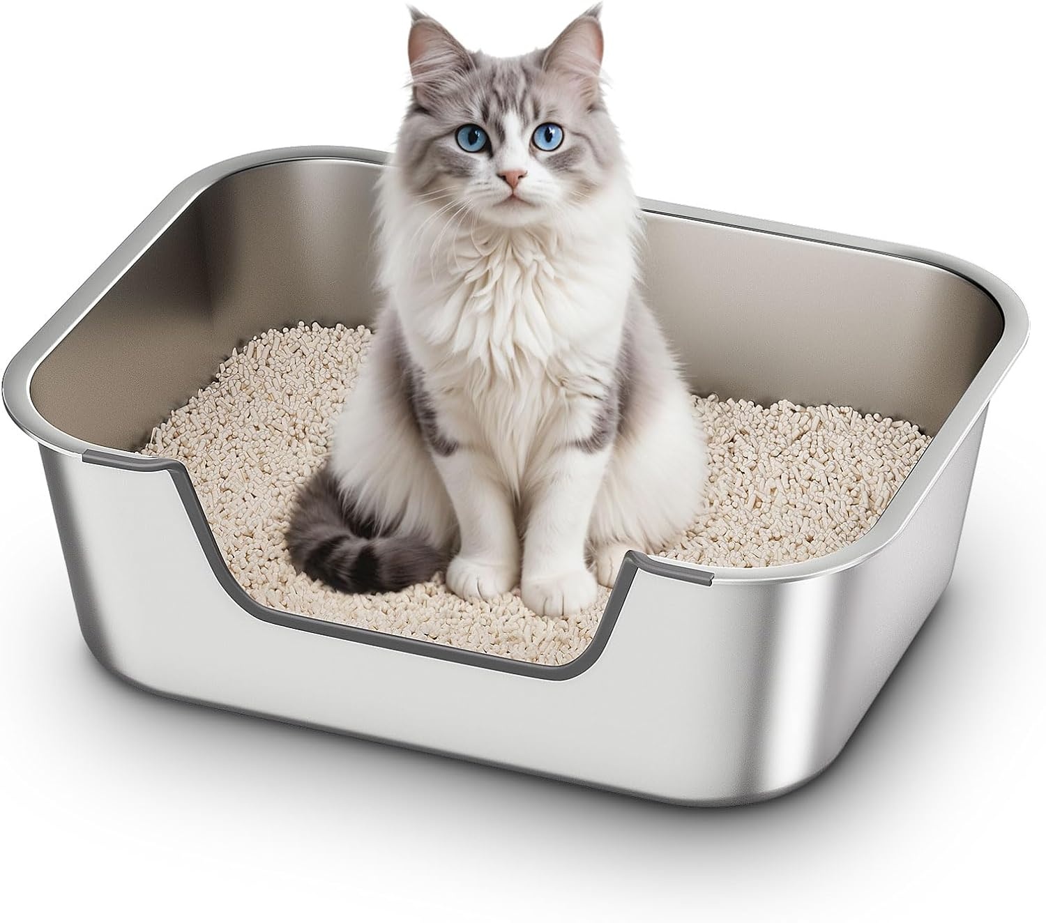 Kattenbak RVS Lage Instap 8cm - Hygiënisch & Anti-spat - 33% Korting