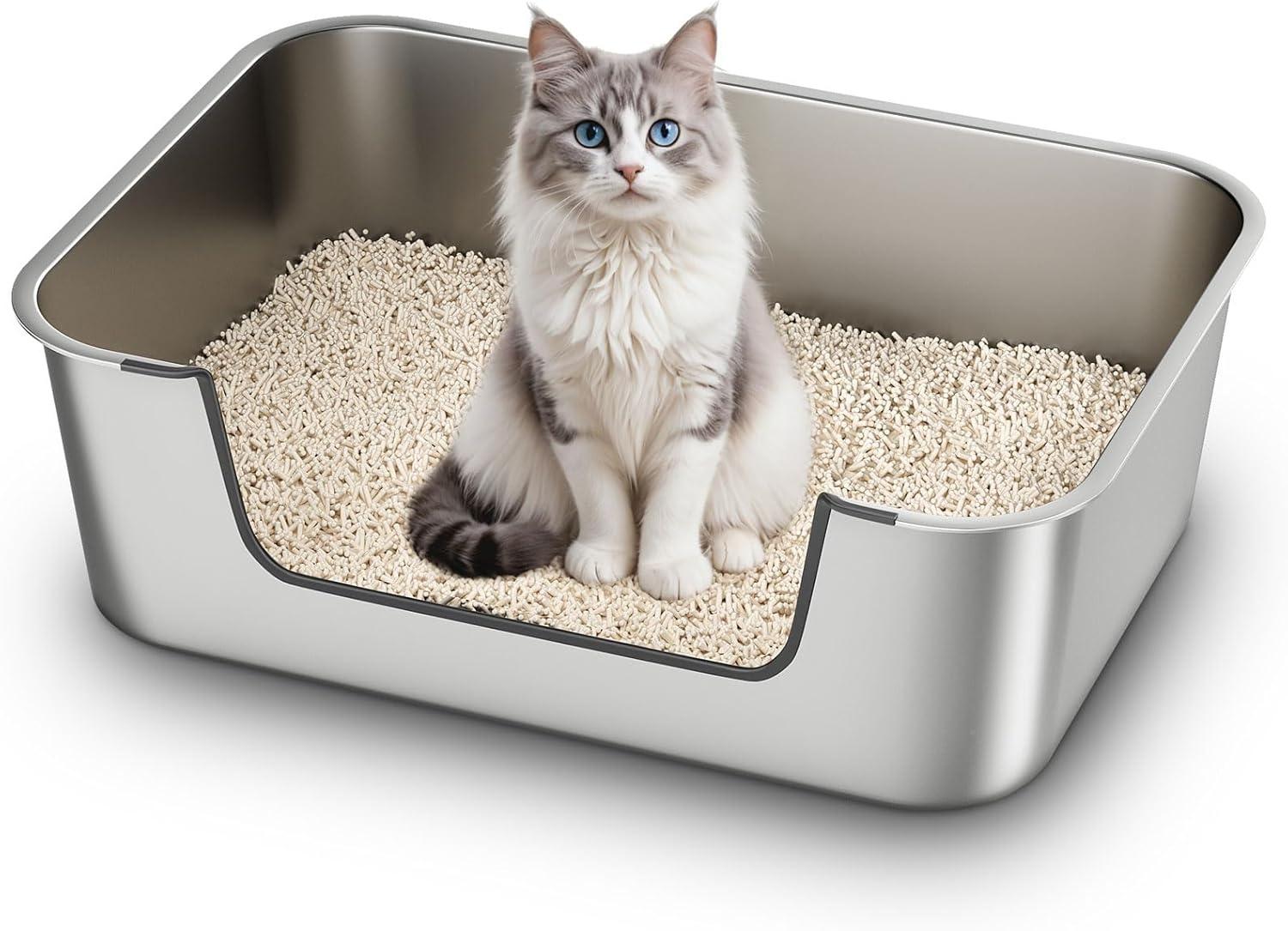 Kattenbak RVS Lage Instap 8cm - Hygiënisch & Anti-spat - 33% Korting