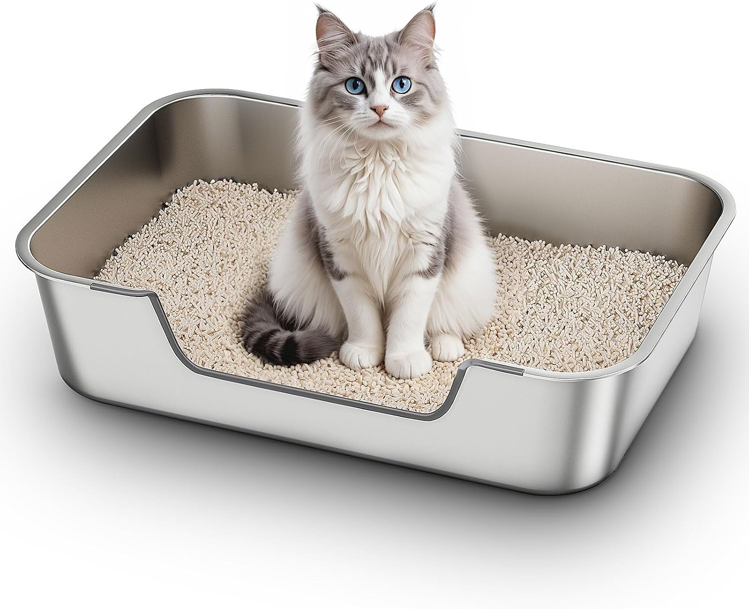 Kattenbak RVS Lage Instap 8cm - Hygiënisch & Anti-spat - 33% Korting