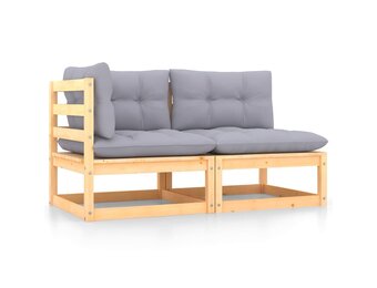 2-delige Loungeset Grenenhout met Kussens - 35% Korting