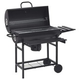Barbecuevat met wielen & schappen - Staal Zwart - 35% Korting